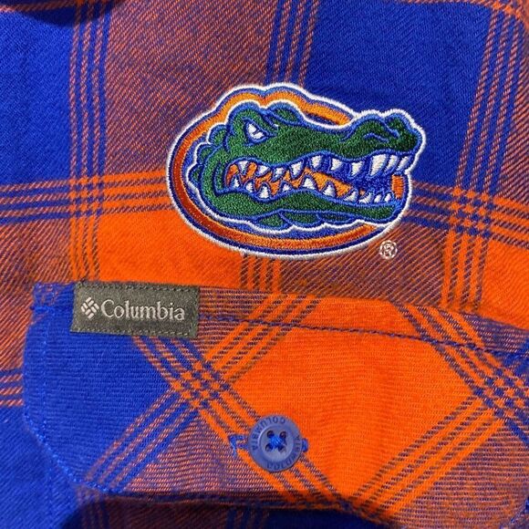 Columbia Men's Orange Blue Plaid CLG Flare Gun Flannel Button-Up Shirt Size 2XL - Picture 7 of 11